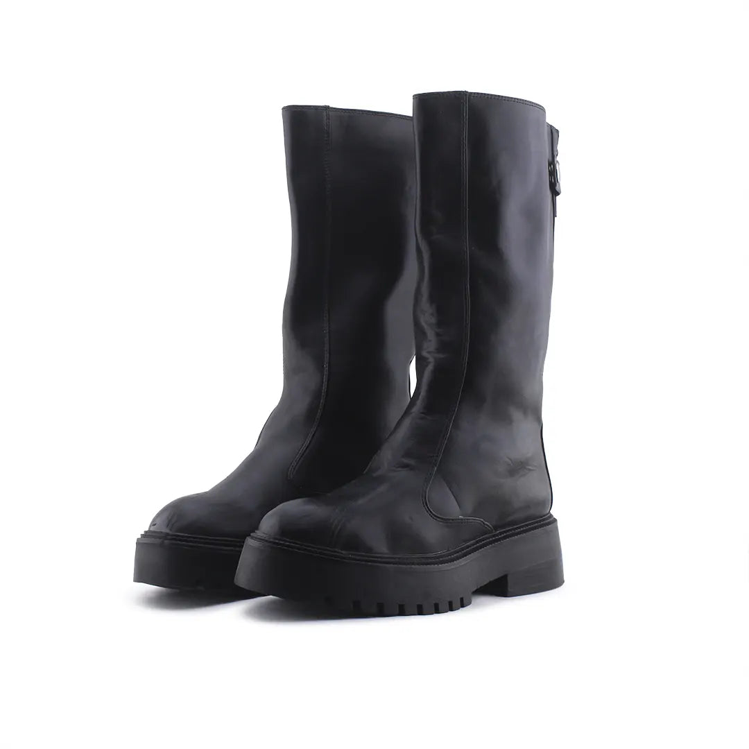 Bershka Zipper Knee High Boot | 100% Authentic Leather