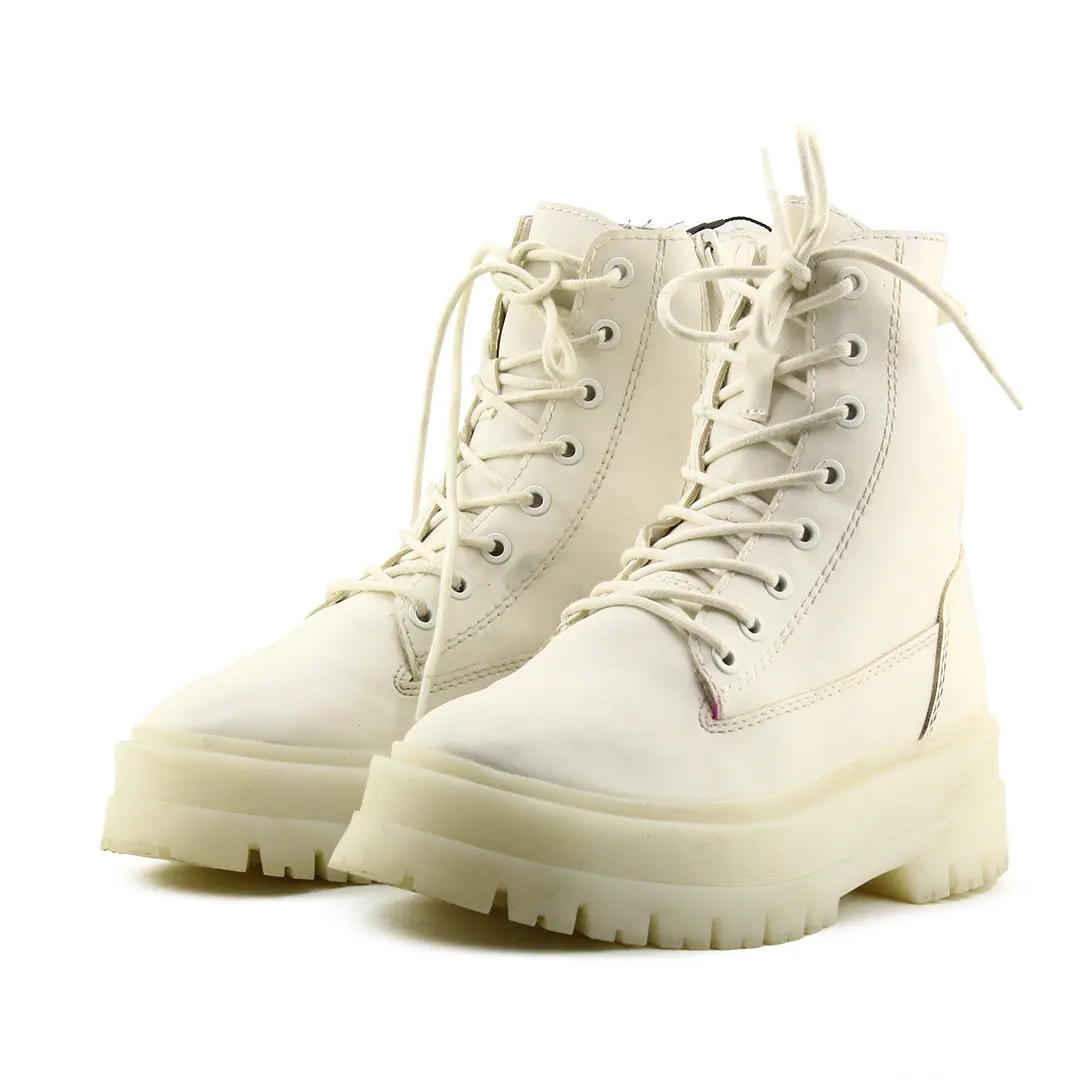 Stradivarius Zipper lace Up Ankle Boot | 100% Authentic Leather