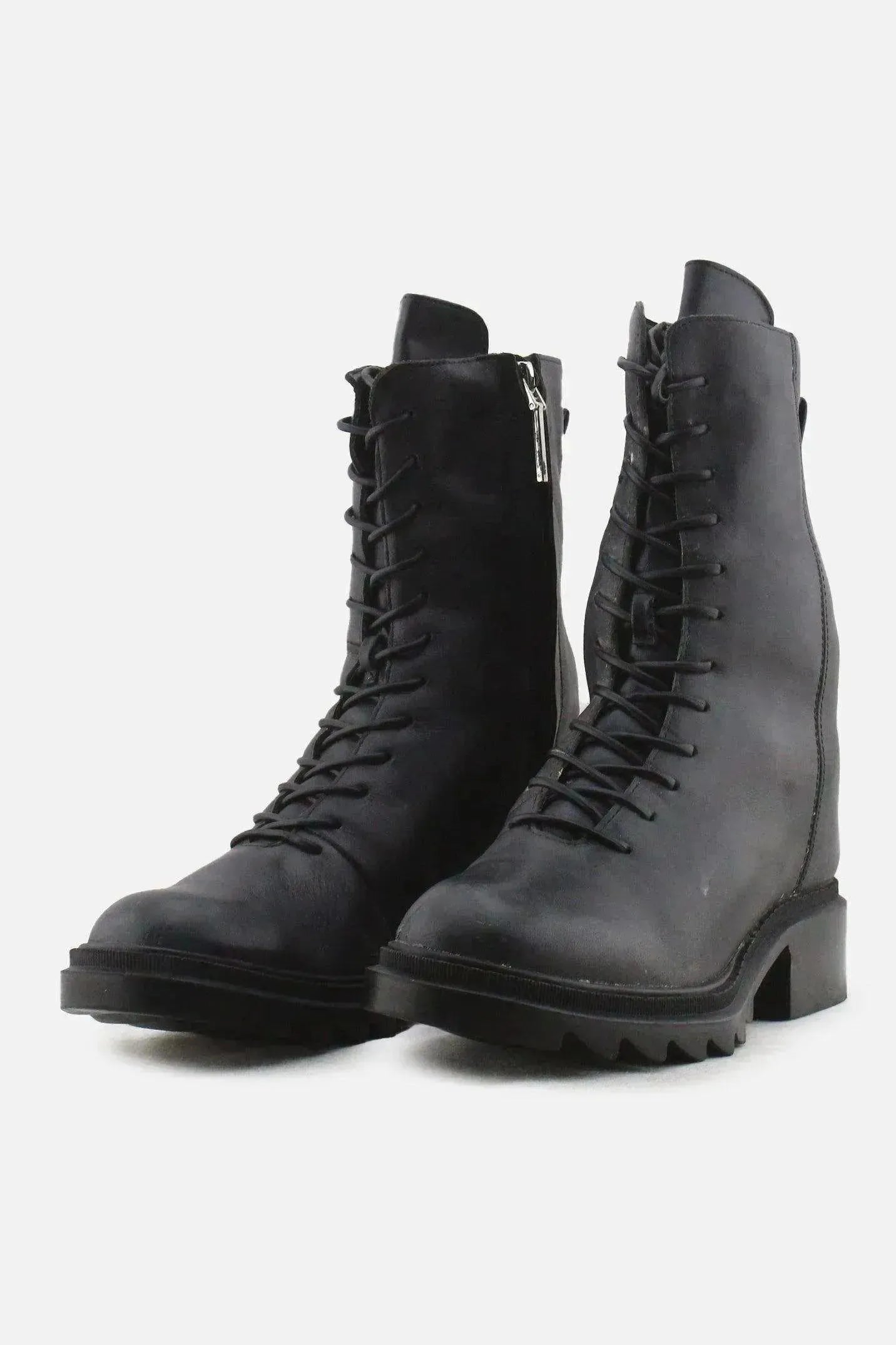 Zara Zipper Laces Combat Boots | 100% Authentic Leather - sundaybazar