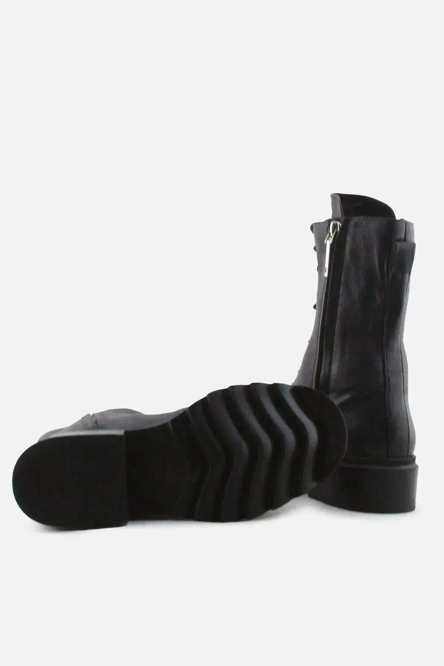 Zara Zipper Laces Combat Boots | 100% Authentic Leather - sundaybazar