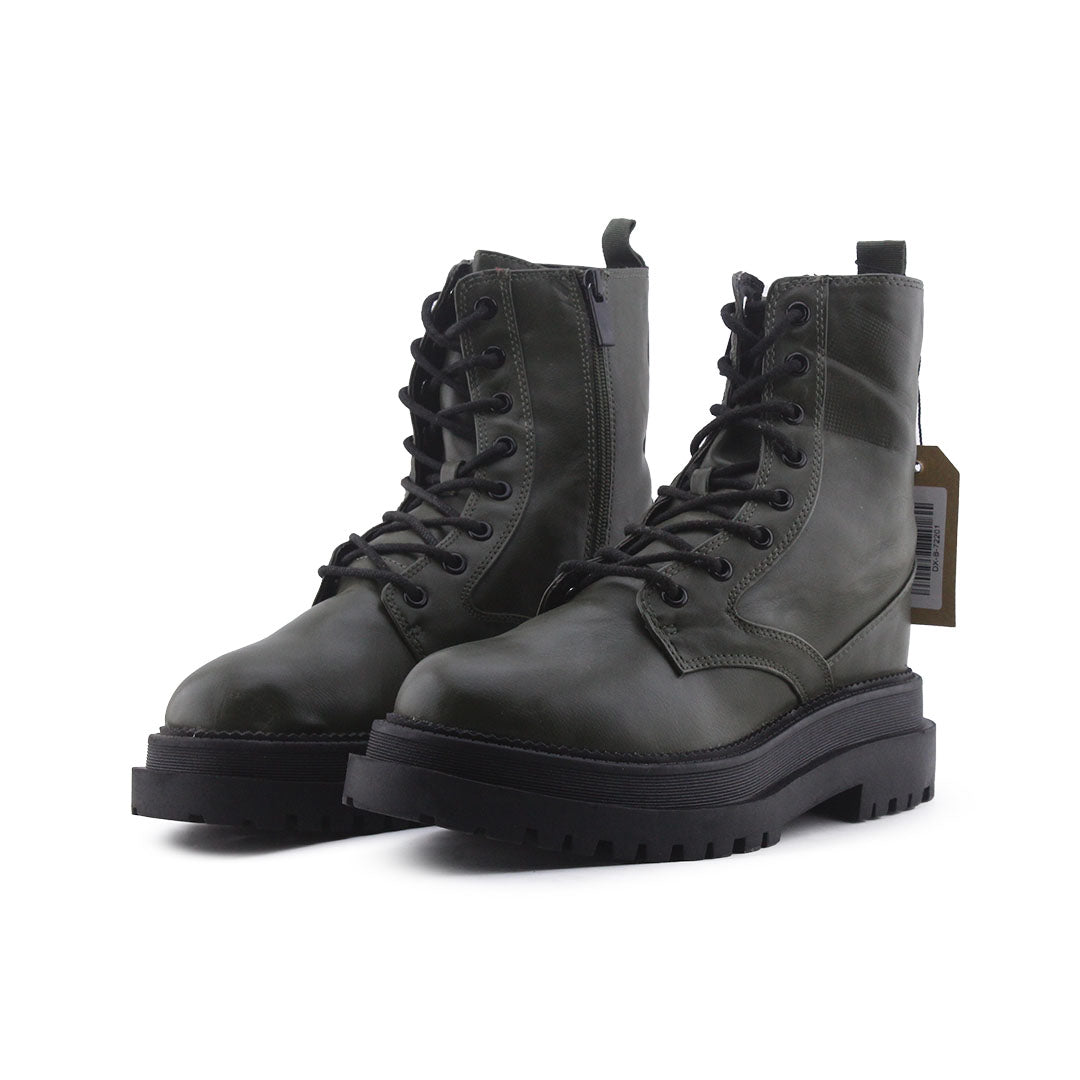 Stradivarius Zipper Lace Up Ankle Boot | 100% Authentic Leather