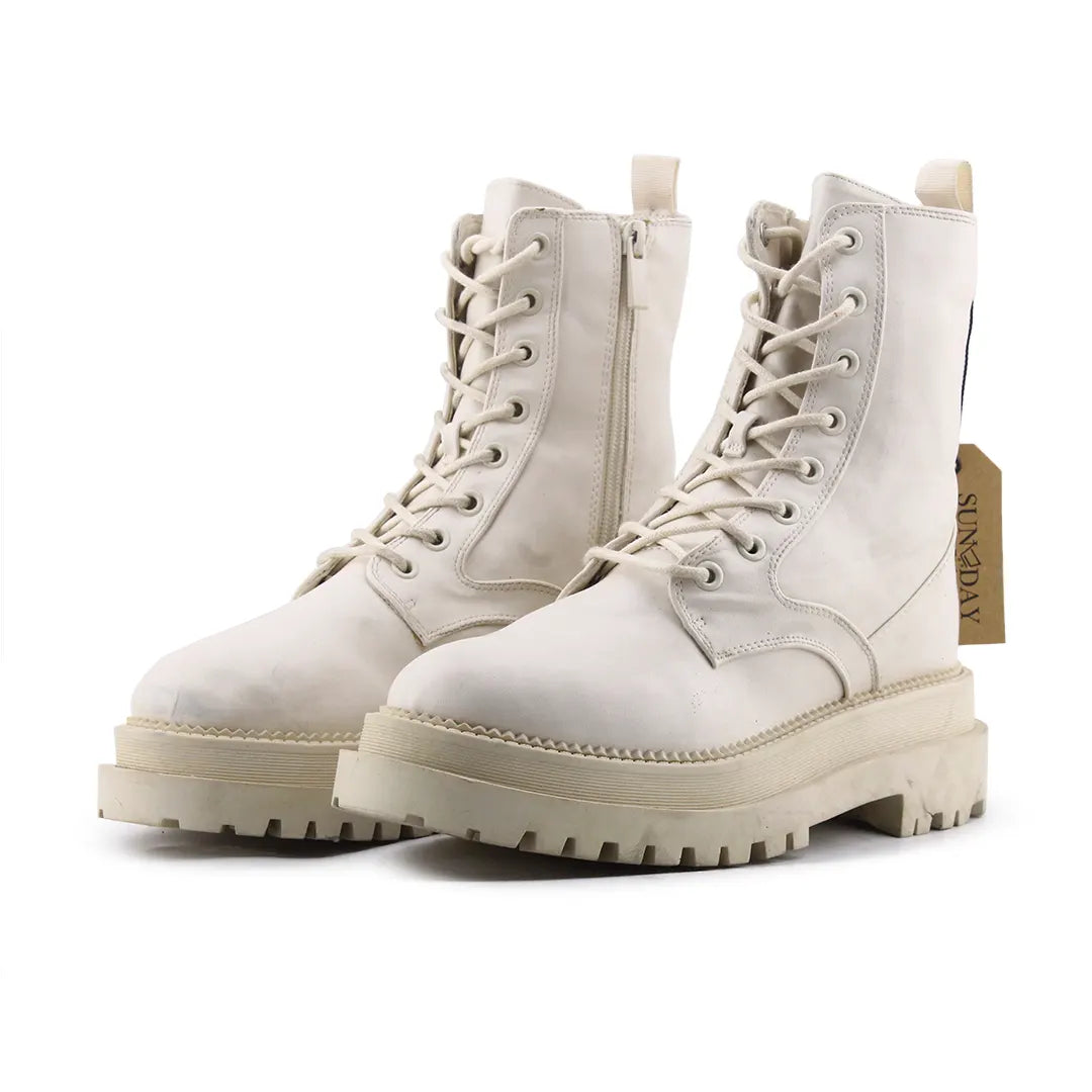 Stradivarius Zipper Lace Up Ankle Boot | 100% Authentic Leather