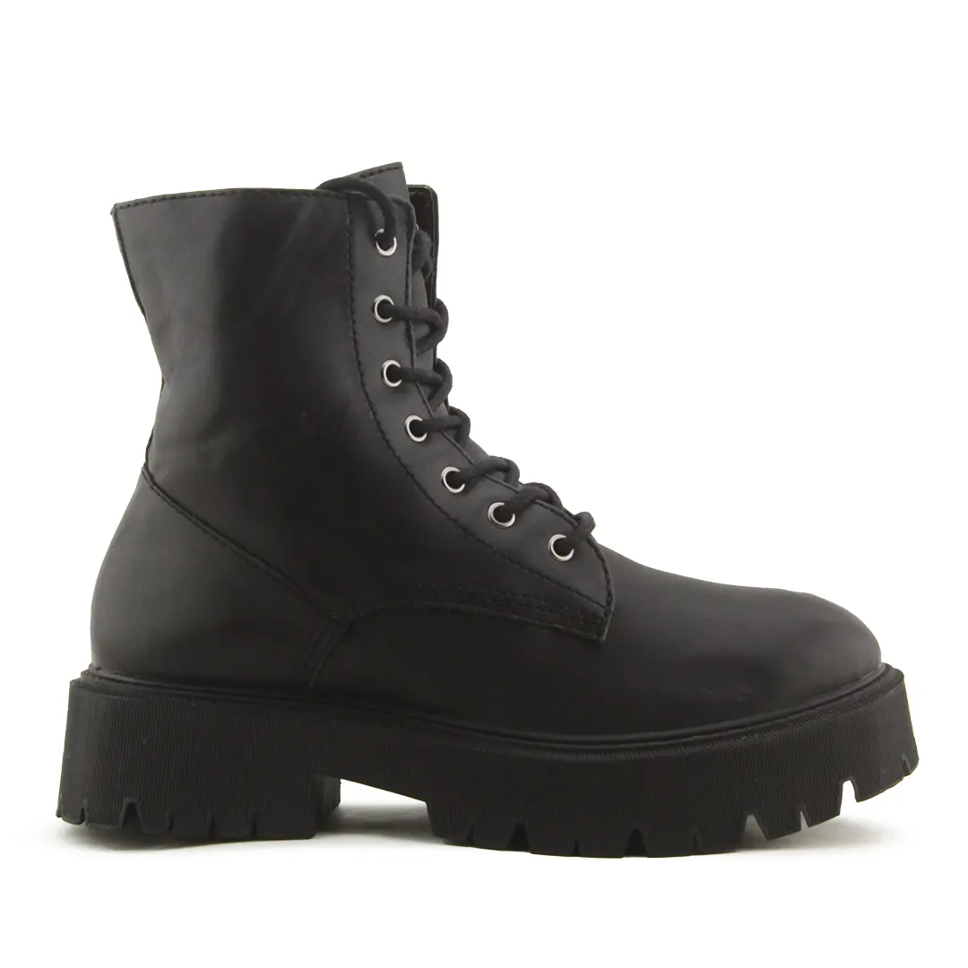 Bershka Zipper Lace Up Ankle Boots | 100% Authentic Leather