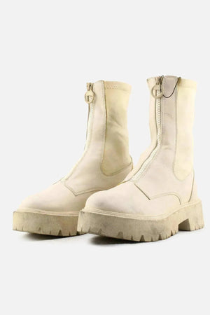 Bershka Zipper Stretchable Ankle Boots | 100% Authentic Leather - sundaybazar