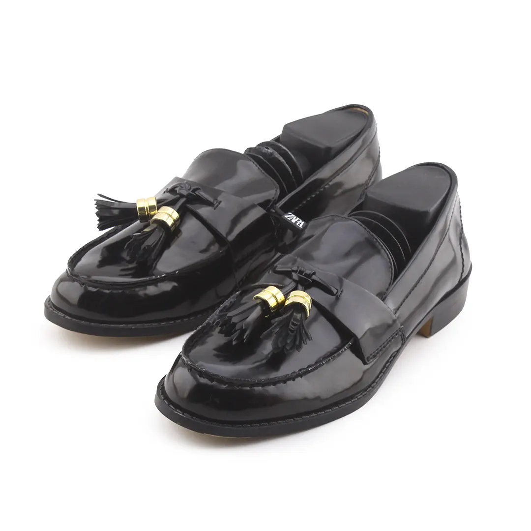 Zara Patent Penny Strap Loafers