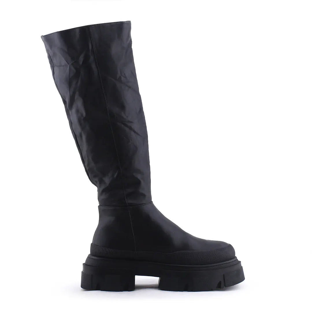 Bershka Zipper Knee High Boot | 100% Authentic Leather