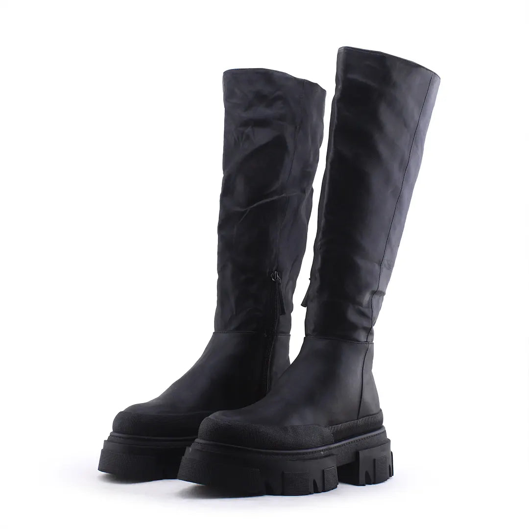 Bershka Zipper Knee High Boot | 100% Authentic Leather