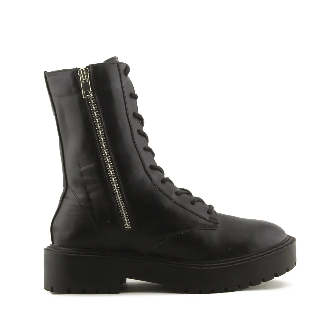 Bershka Zipper Lace Up Ankle Boots | 100% Authentic Leather