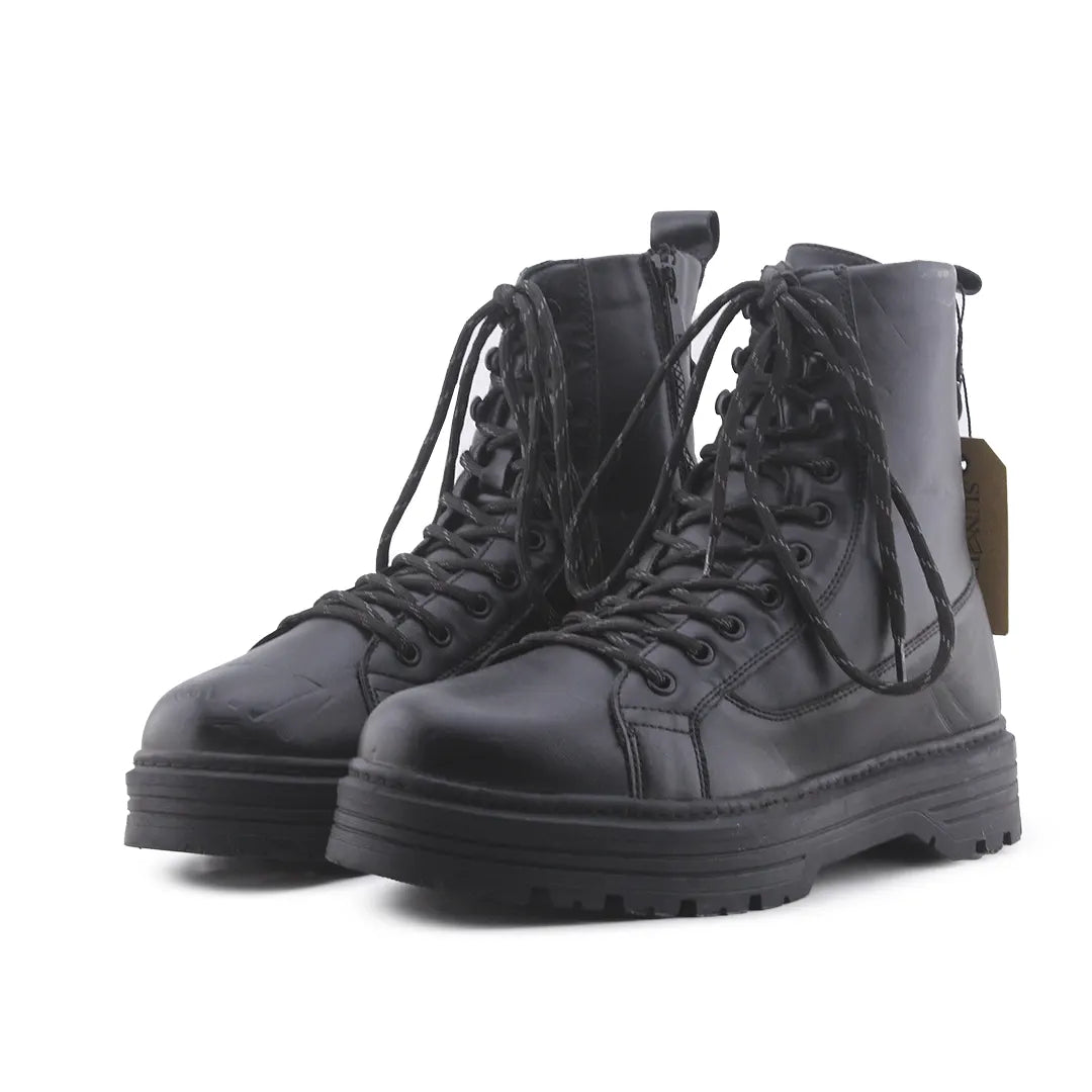 Bershka Zipper Lace Up Ankle Boot | 100% Authentic Leather