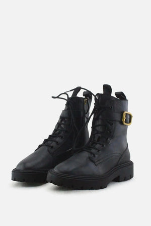 Zara Zipper Buckle Straps Combat Ankle Boots |100% Authentic Leather - sundaybazar