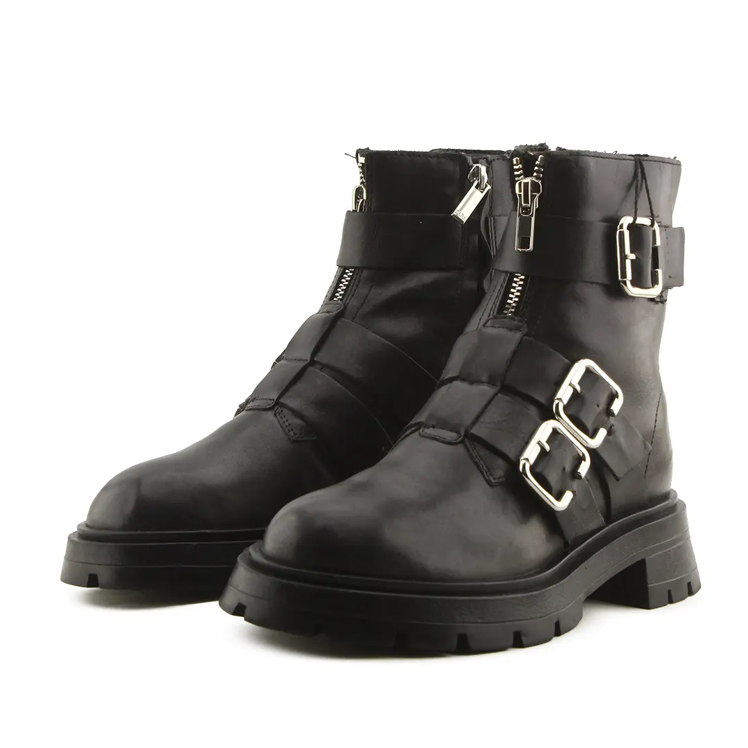 Zara Zipper Buckle Strap Ankle Boots | 100% Authentic Leather