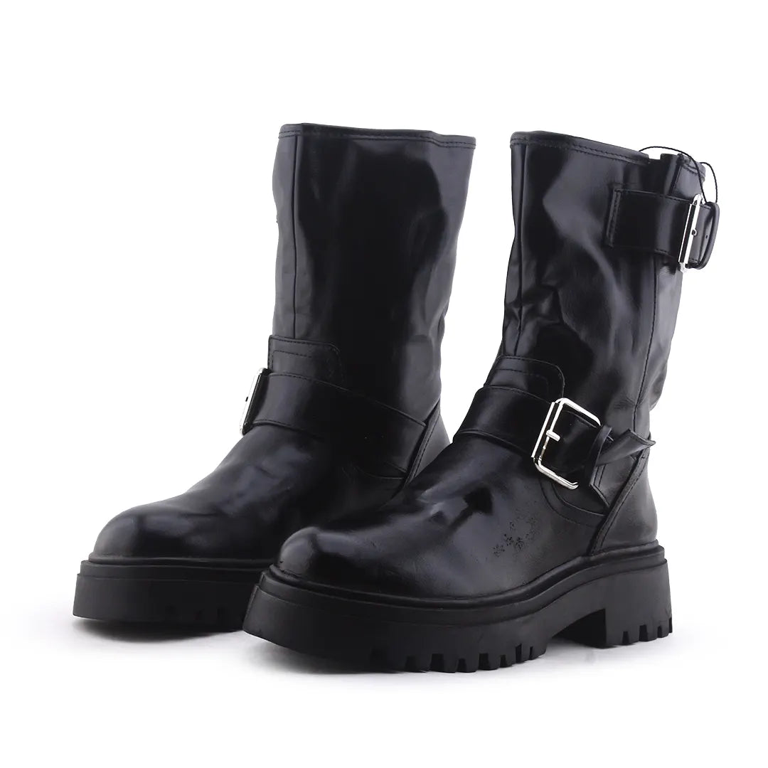 Pull & Bear Buckle Strap Ankle Boot | 100% Authentic Leather
