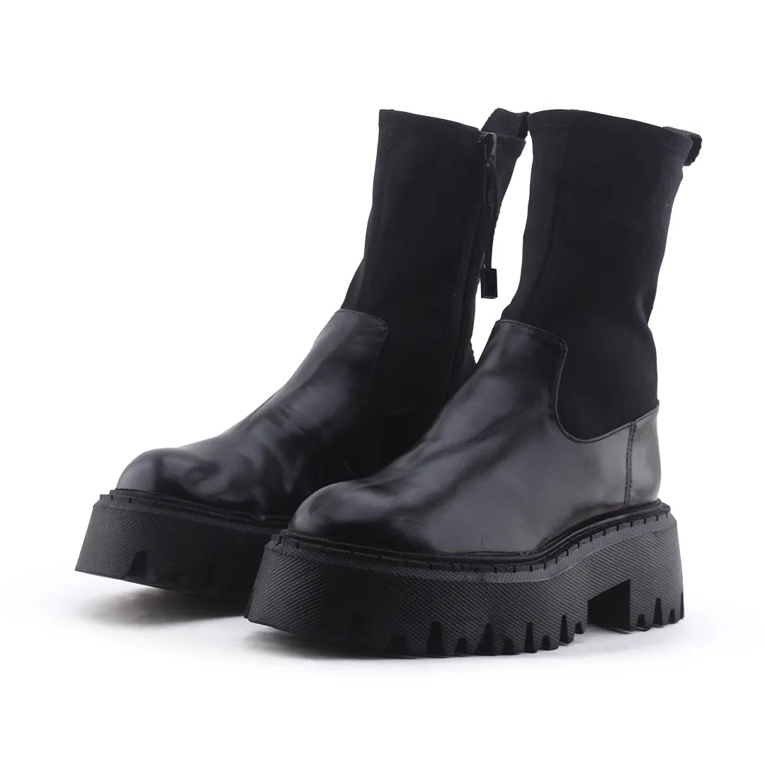 Zara Zipper Stretchable Ankle Boot | 100% Authentic Leather