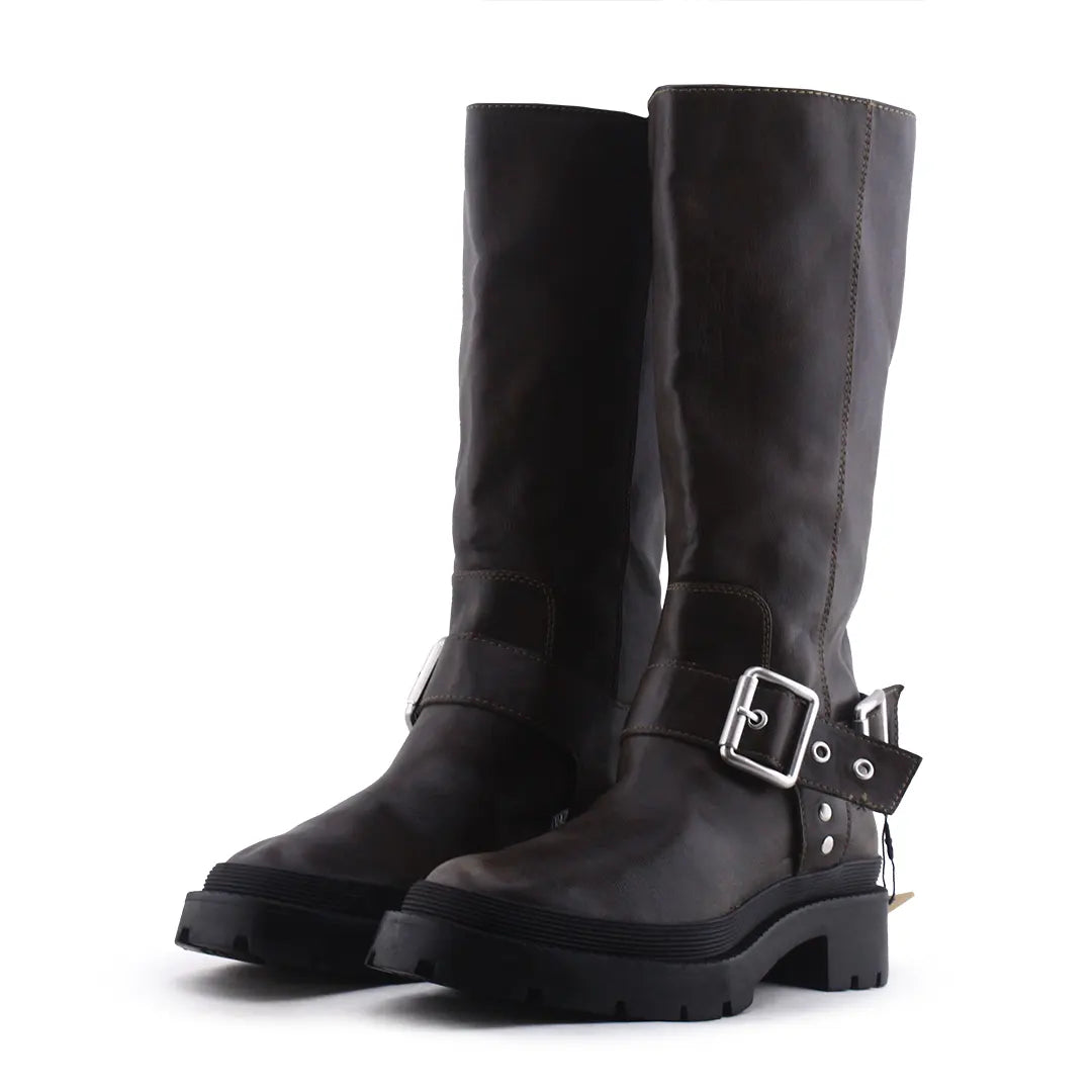Zara Buckle Strap Knee High Boot | 100% Authentic Leather