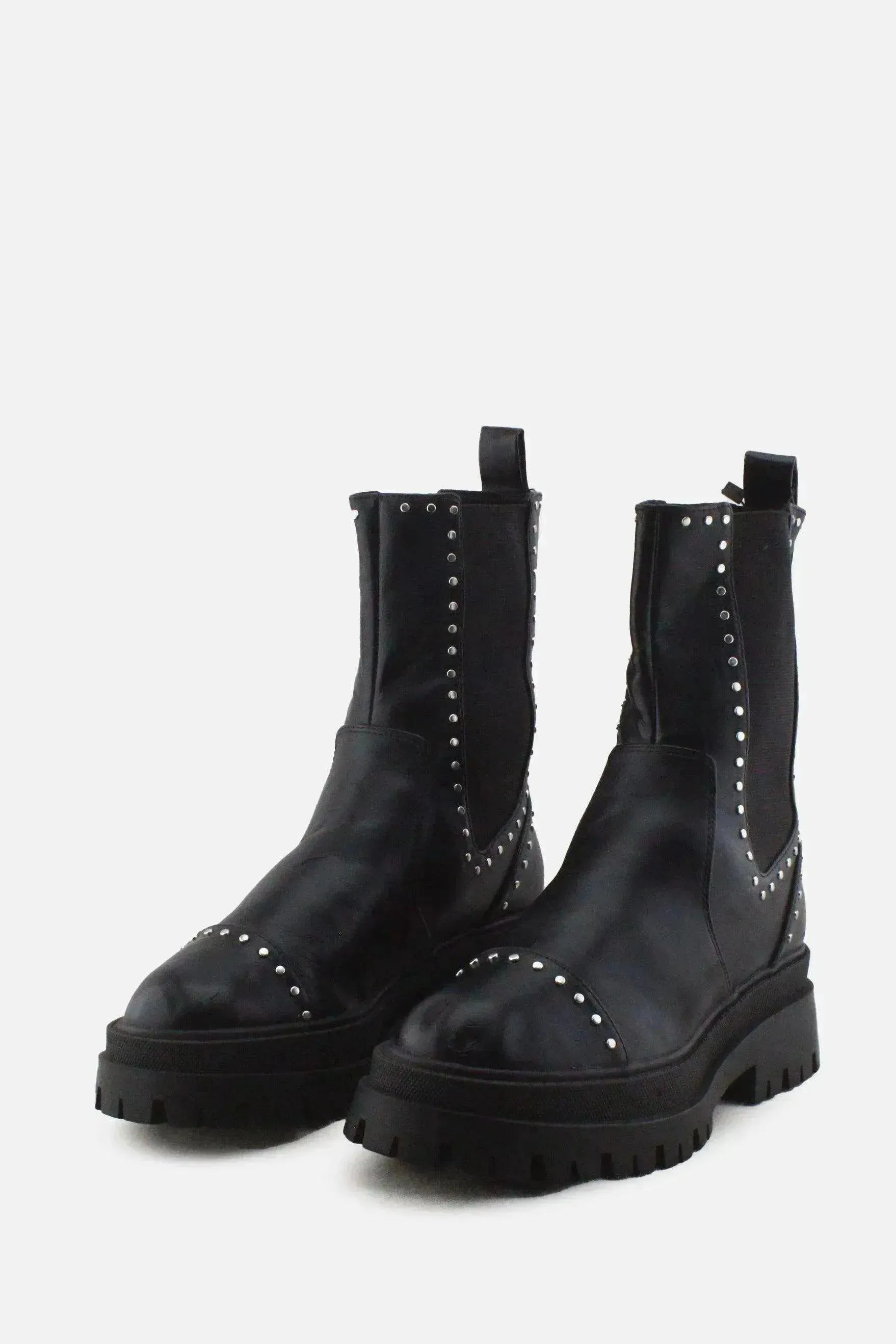 Stradivarius Stretchable Combat Ankle Boots |100% Authentic Leather - sundaybazar
