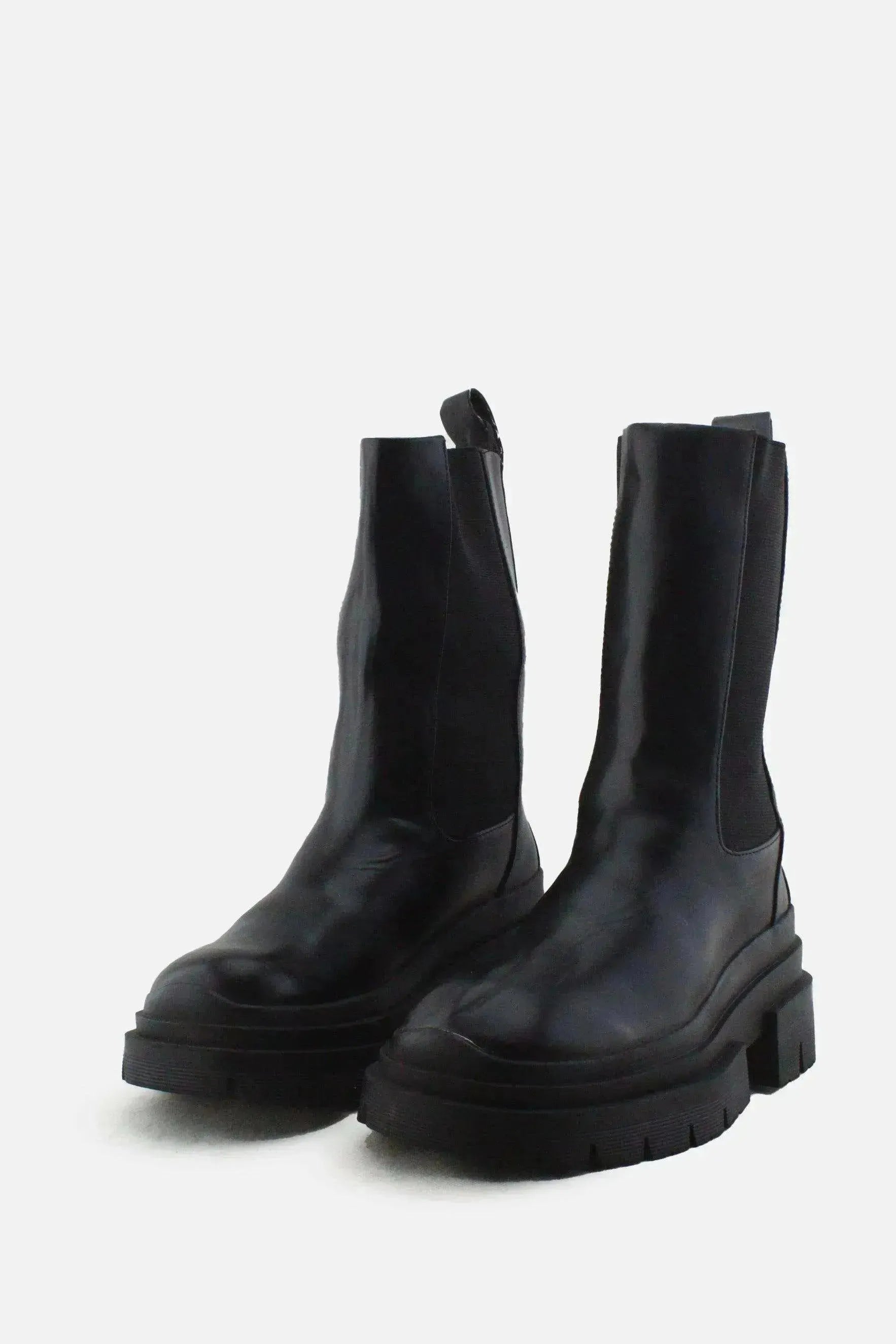 Zara Stretchable Combat Ankle Boots |100% Authentic Leather - sundaybazar
