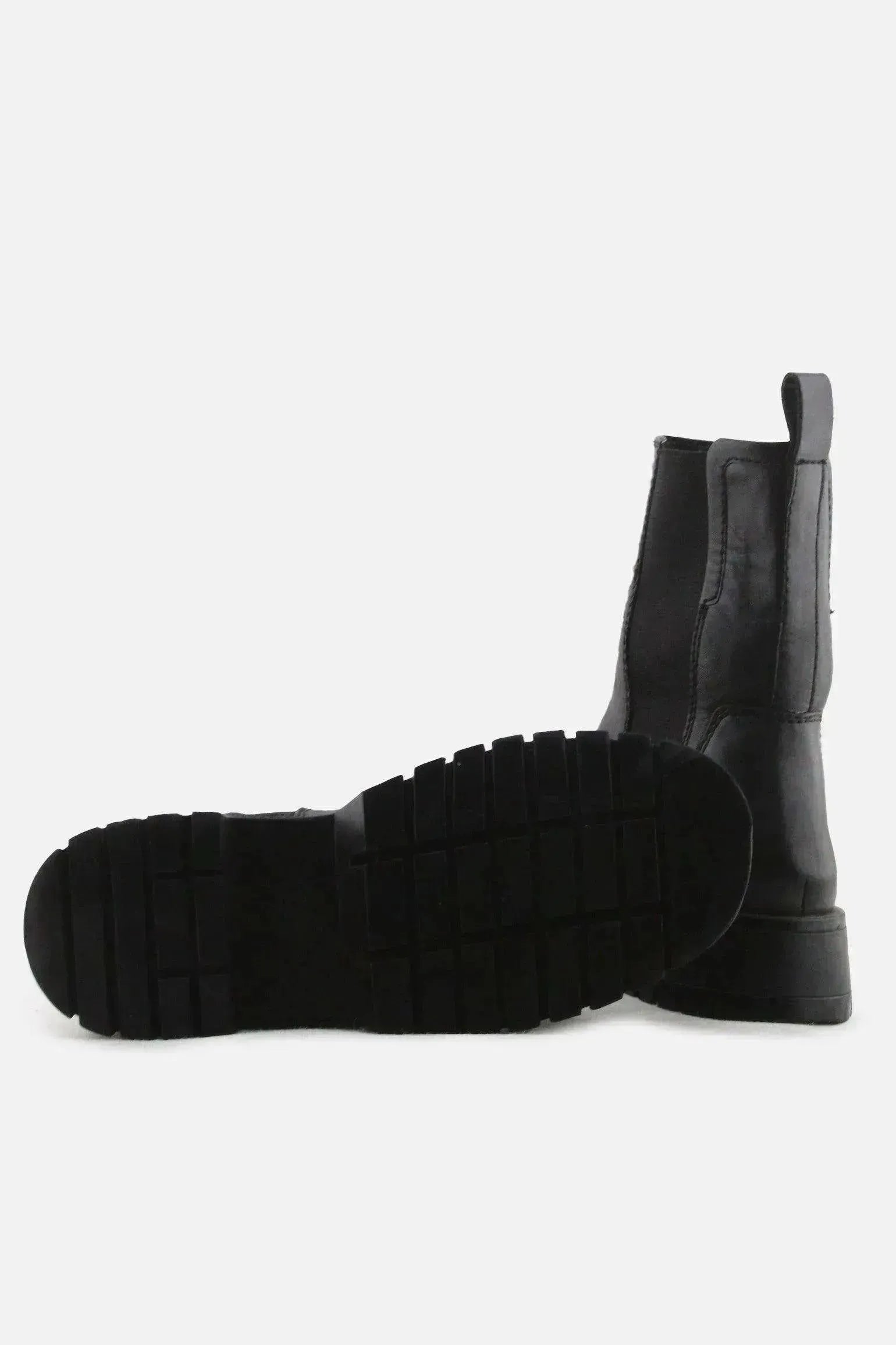 Zara Stretchable Combat Ankle Boots | 100% Authentic Leather - sundaybazar