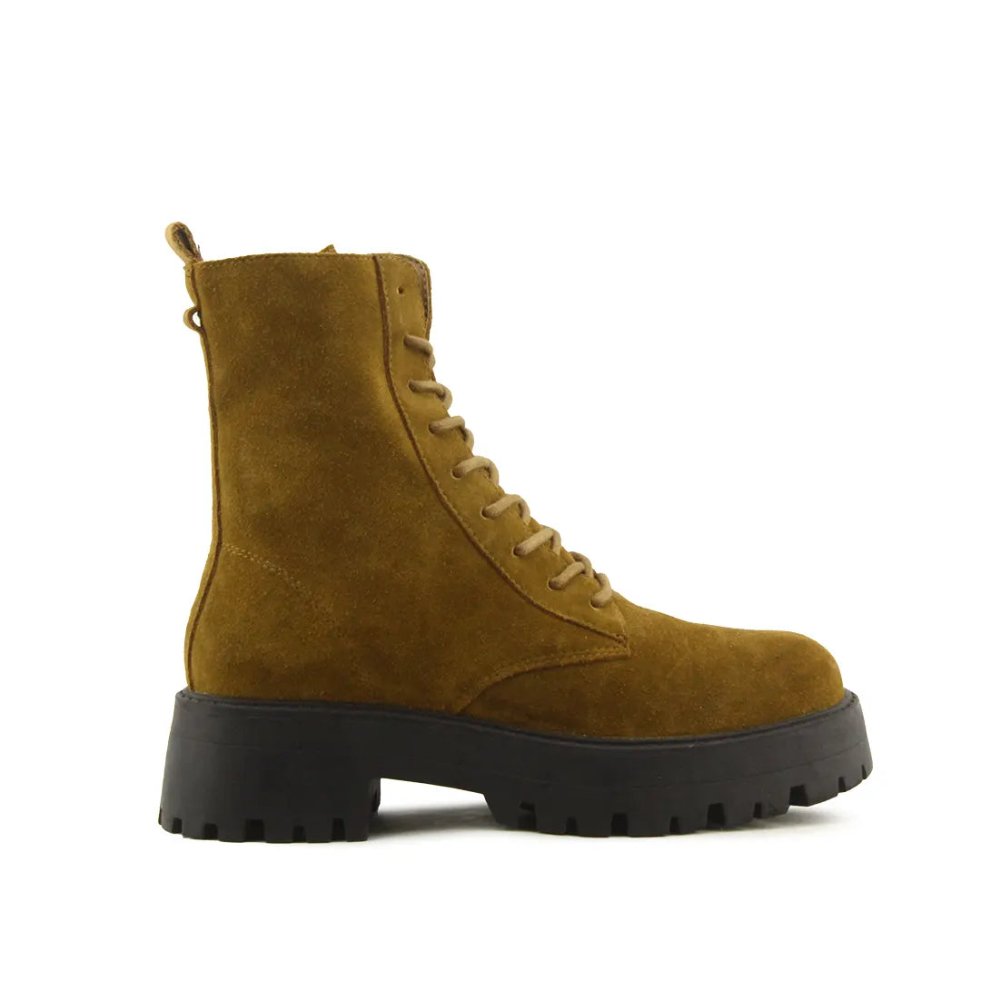 Pull & Bear Zipper Lace Up Suede Ankle Boot