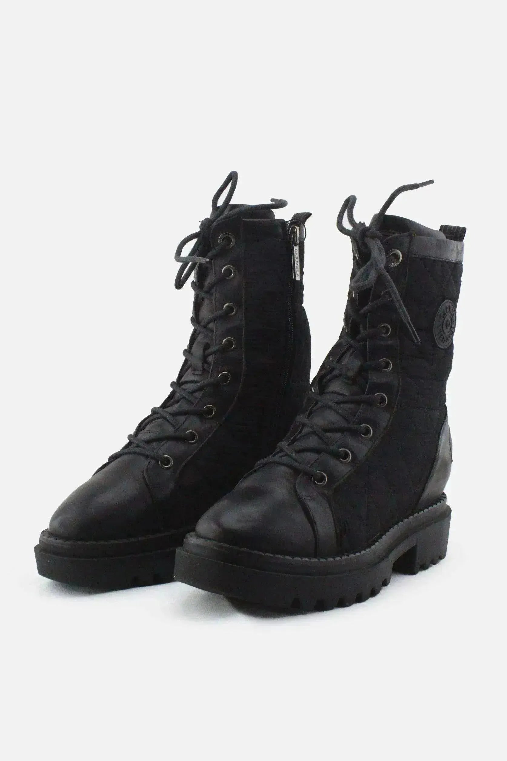 Carmela Zipper Combat Ankle Boots |100% Authentic Leather - sundaybazar