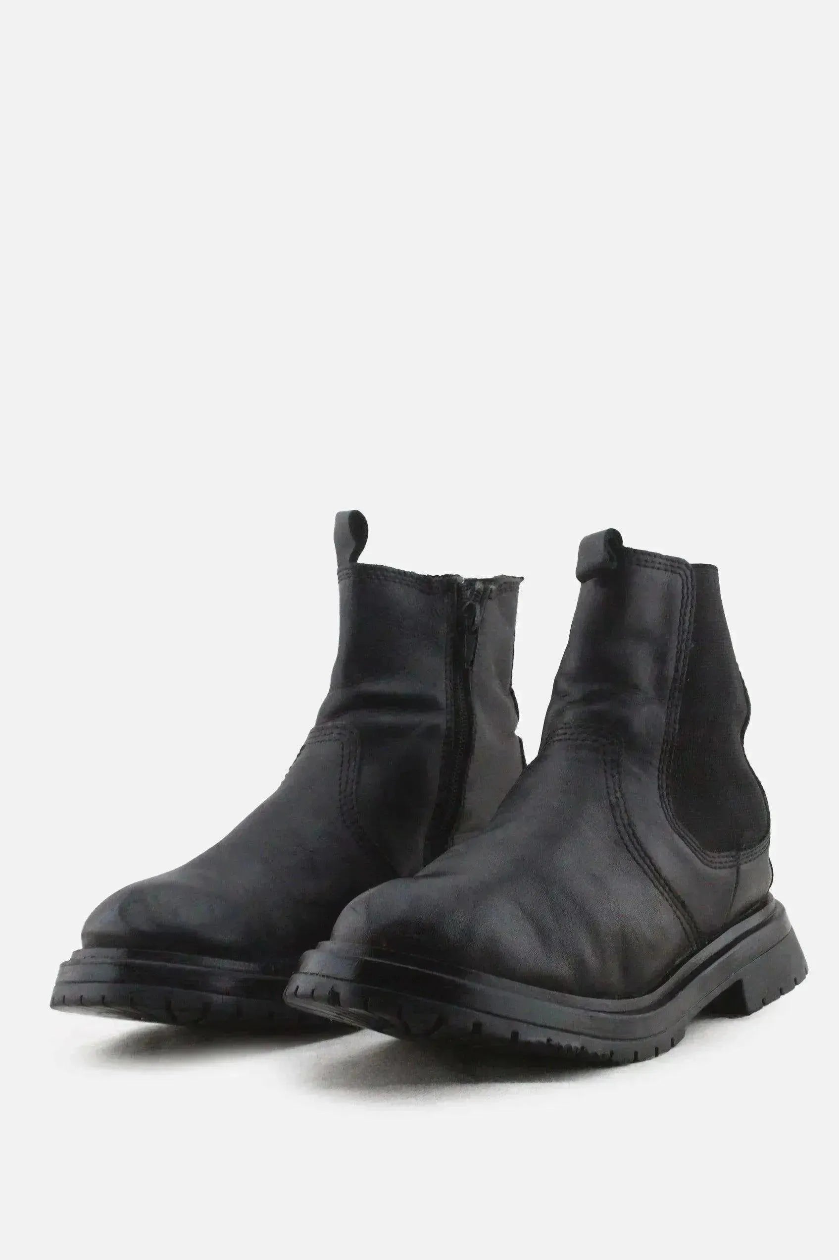 Zara Zipper Stretchable Chelsea Ankle Boots | 100% Authentic Leather - sundaybazar