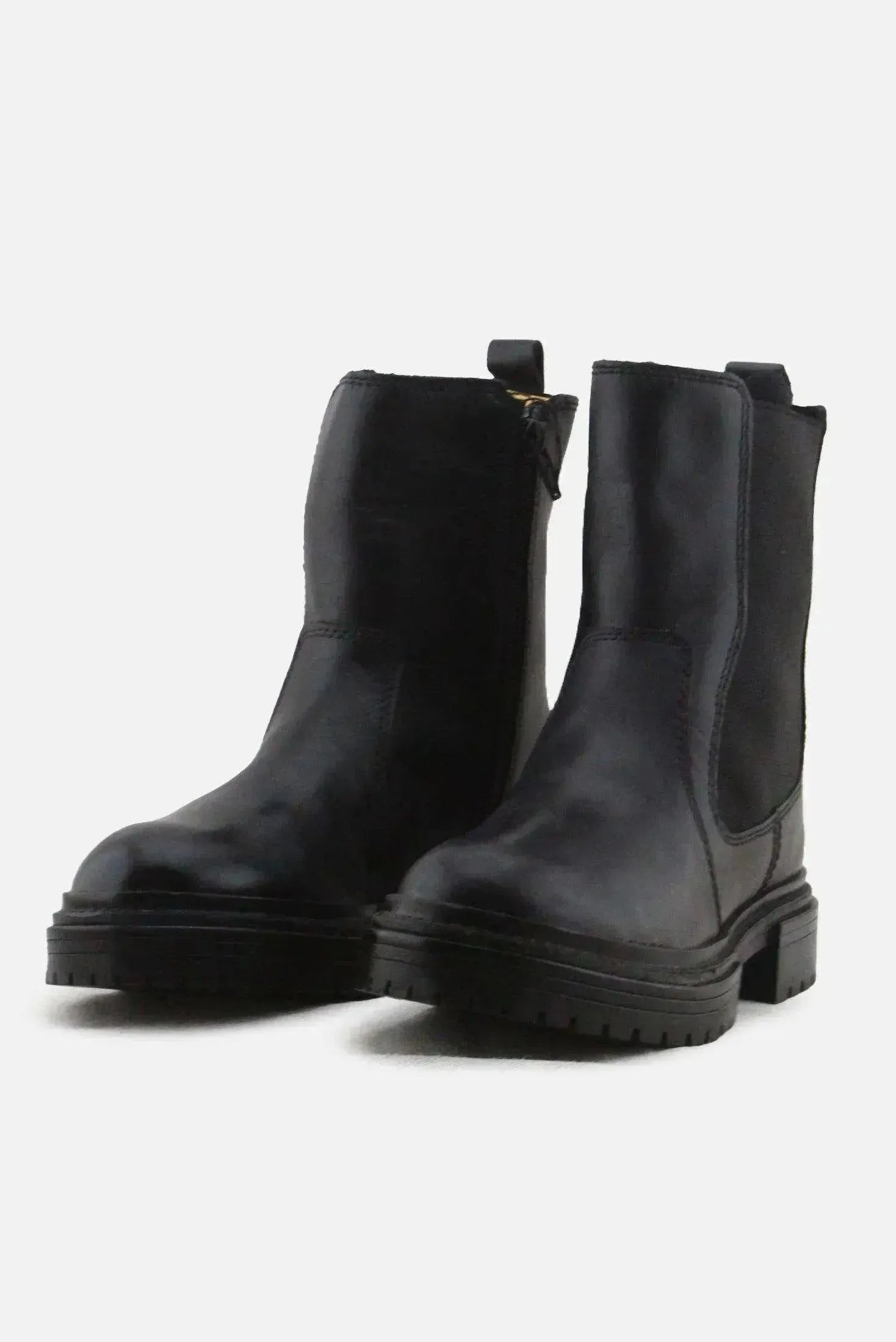 Zara Zipper Stretchable Chelsea Ankle Boots | 100% Authentic Leather - sundaybazar