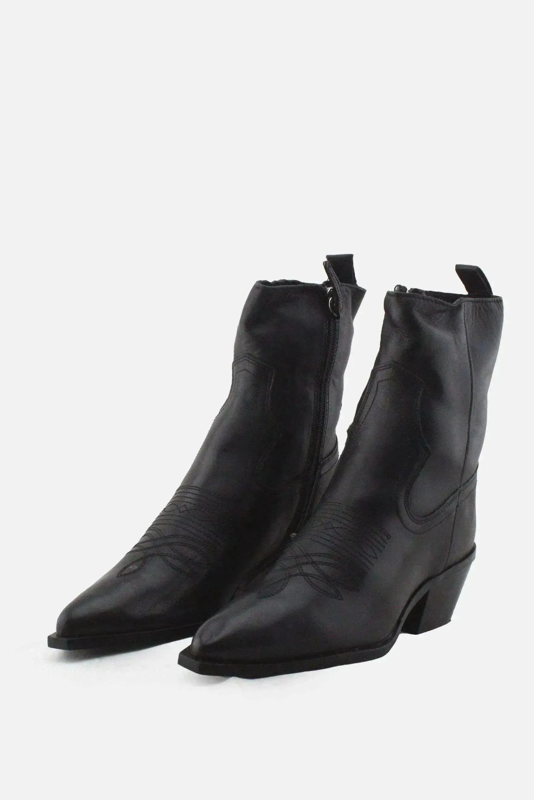 Zara Zipper Block Ankle Boots |100% Authentic Leather - sundaybazar