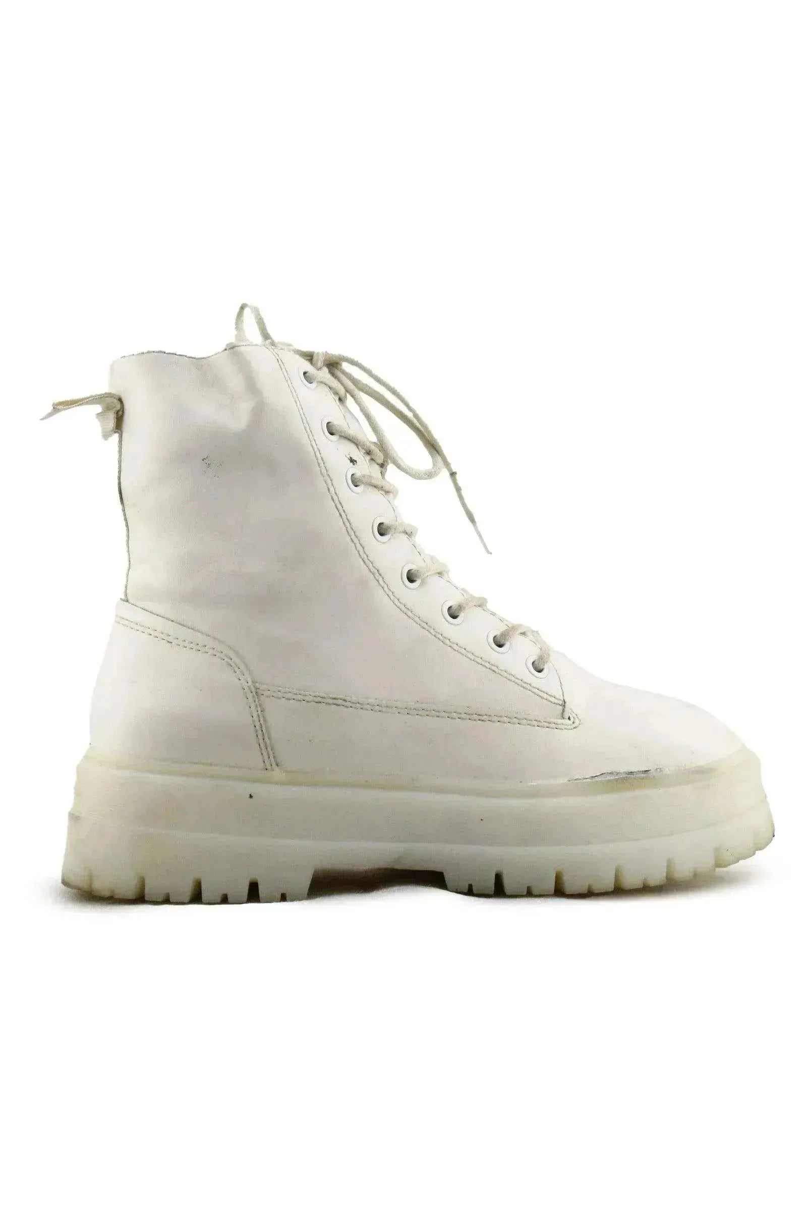 Stradivarius Zipper Laces Combat Ankle Boots | 100% Authentic Leather - sundaybazar