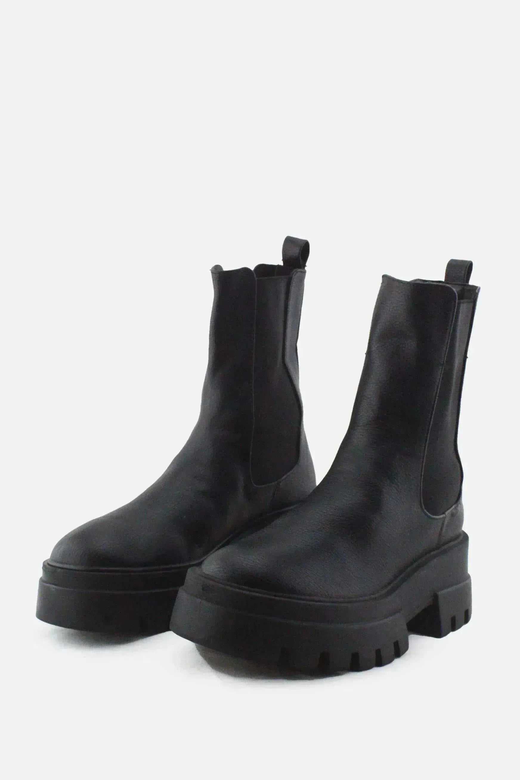 Pull & Bear Stretchable Combat Ankle Boots |100% Authentic Leather - sundaybazar