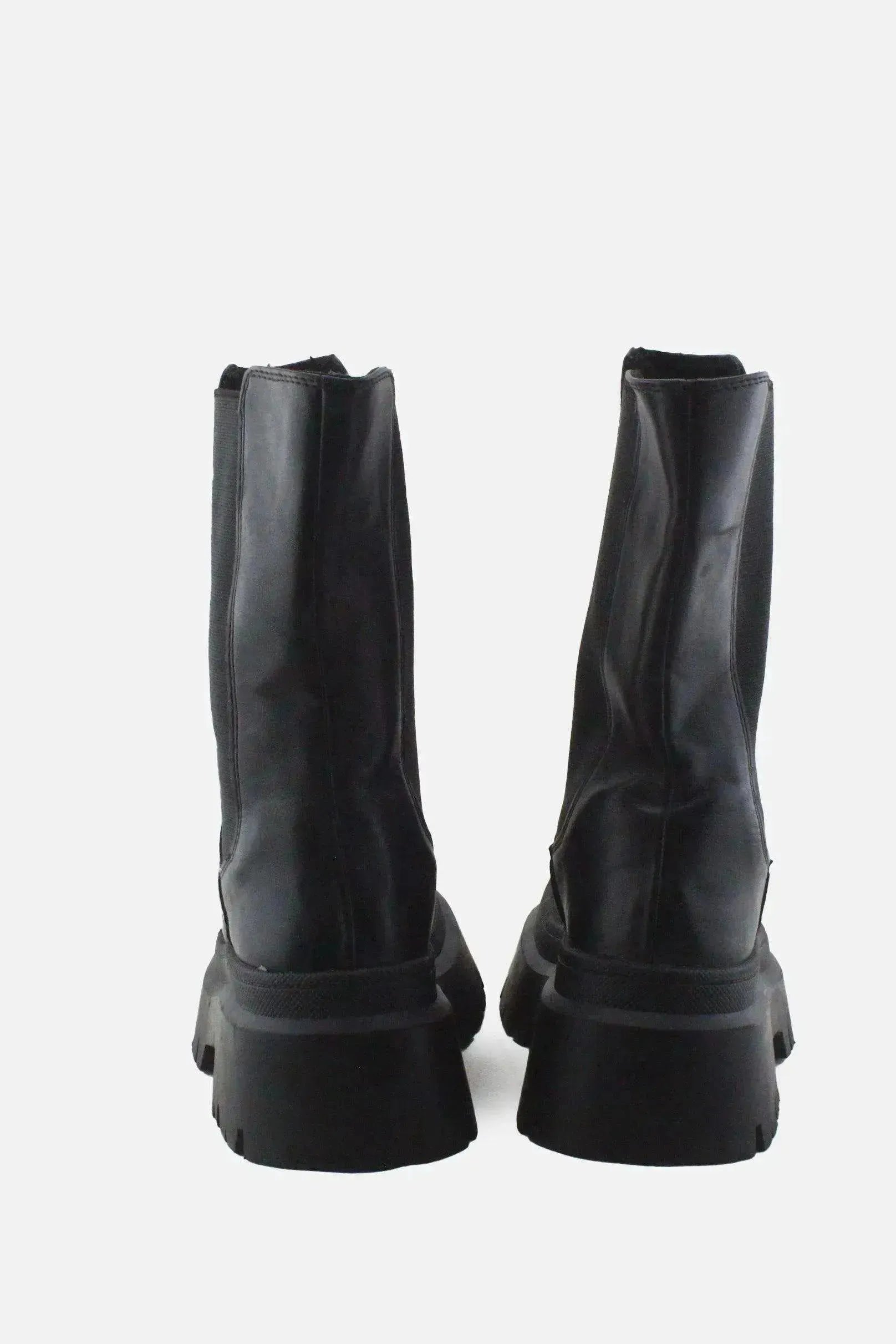 Pull & Bear Stretchable Combat Ankle Boots |100% Authentic Leather - sundaybazar