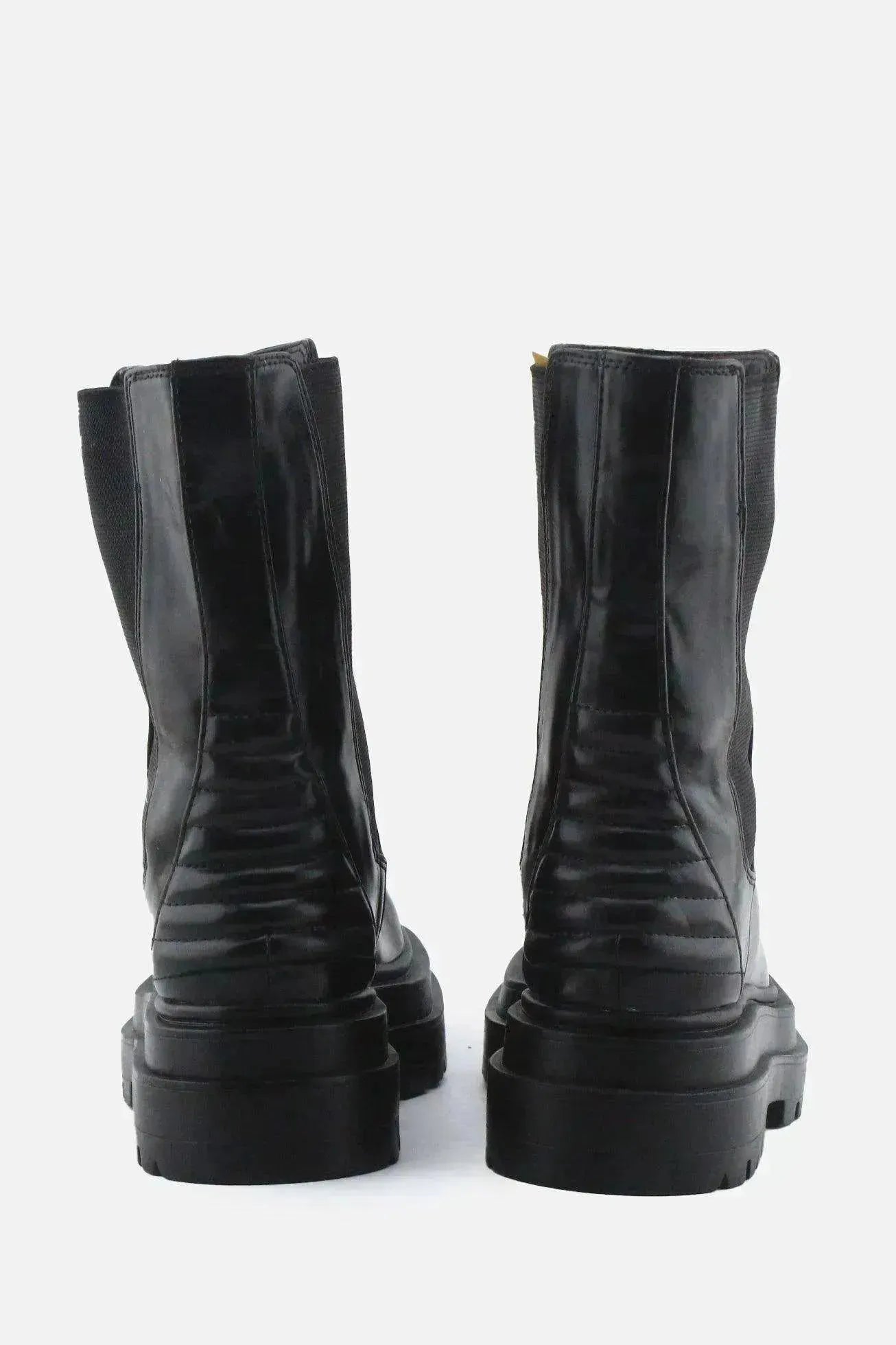 Pull & Bear Stretchable Combat Ankle Boots | 100% Authentic Leather - sundaybazar