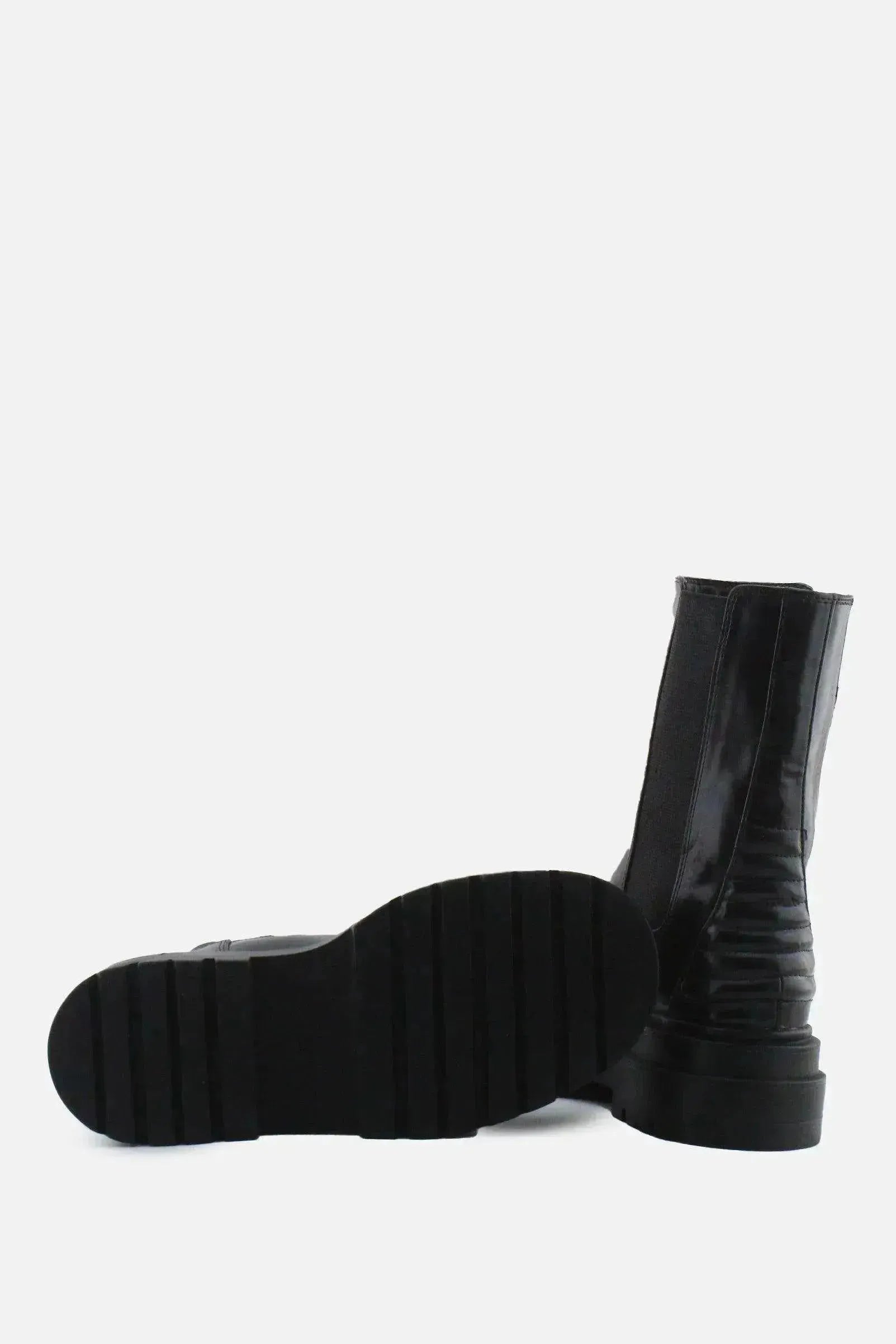 Pull & Bear Stretchable Combat Ankle Boots | 100% Authentic Leather - sundaybazar