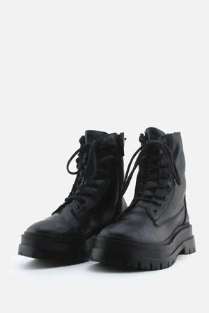 Stradivarius Zipper Laces Combat Ankle Boots | 100% Authentic Leather - sundaybazar