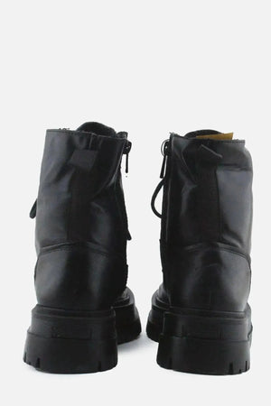 Stradivarius Zipper Laces Combat Ankle Boots | 100% Authentic Leather - sundaybazar
