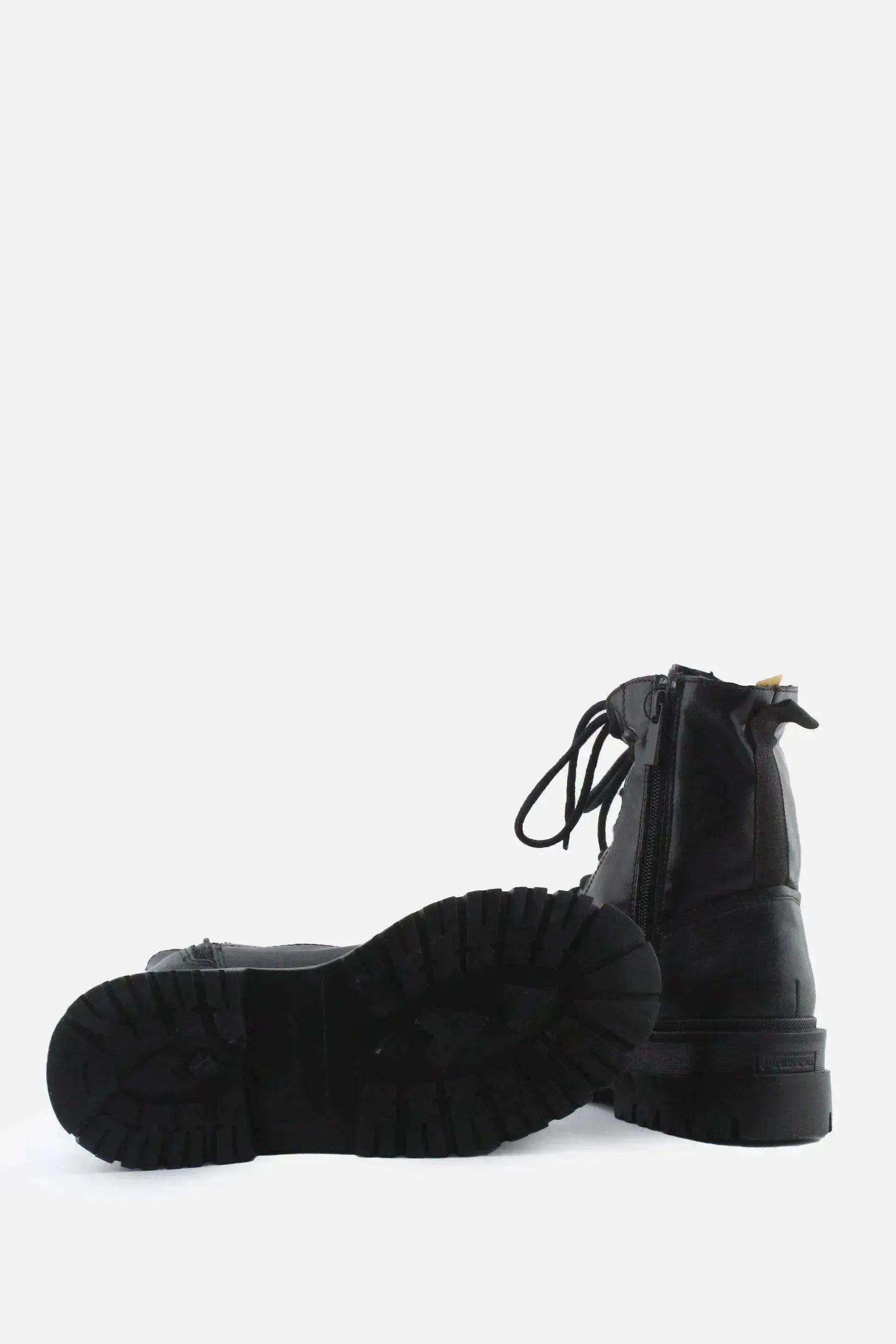 Stradivarius Zipper Laces Combat Ankle Boots | 100% Authentic Leather - sundaybazar