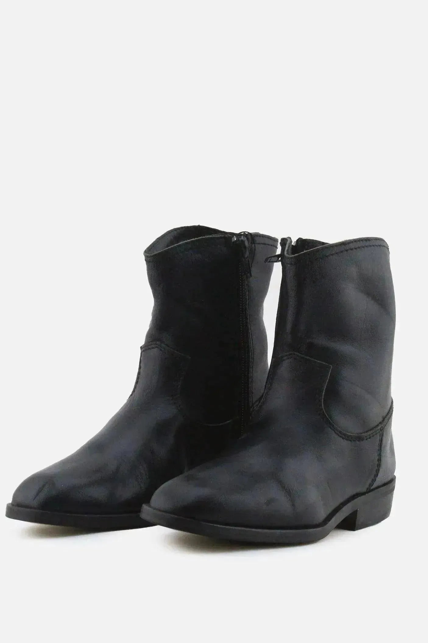Zara Zipper Chelsea Ankle Boots | 100% Authentic Leather - sundaybazar
