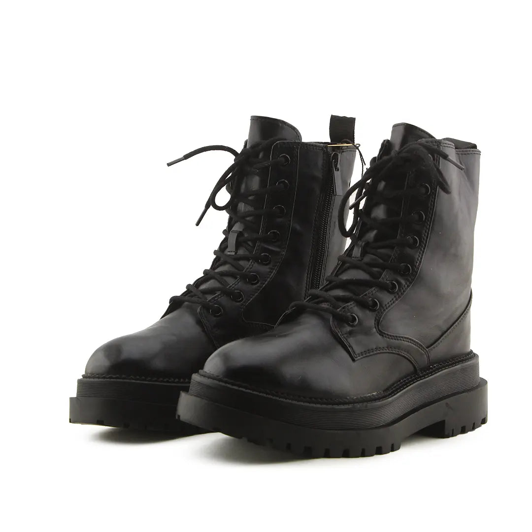 Stradivarius Zipper Lace Up Ankle Boots | 100% Authentic Leather