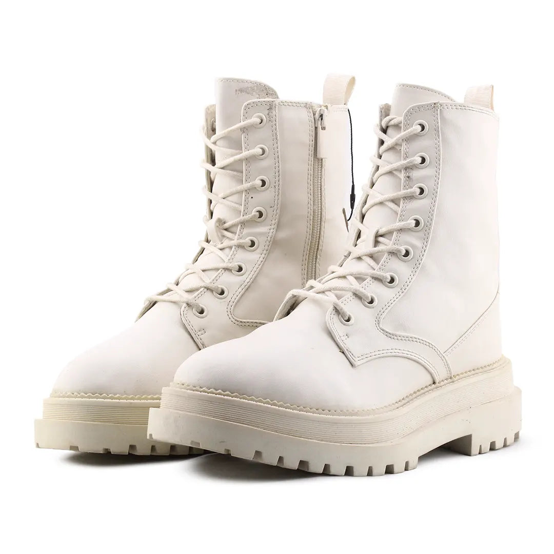 Stradivarius Zipper Lace Up Ankle Boot | 100% Authentic Leather