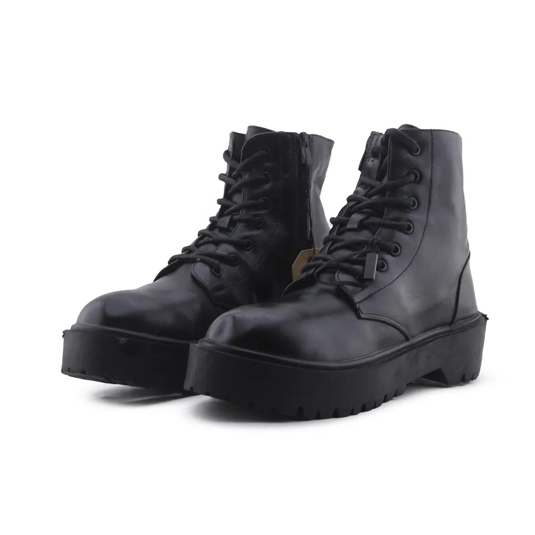 Pull & Bear Zipper Lace Up Ankle Boot | 100% Authentic Leather