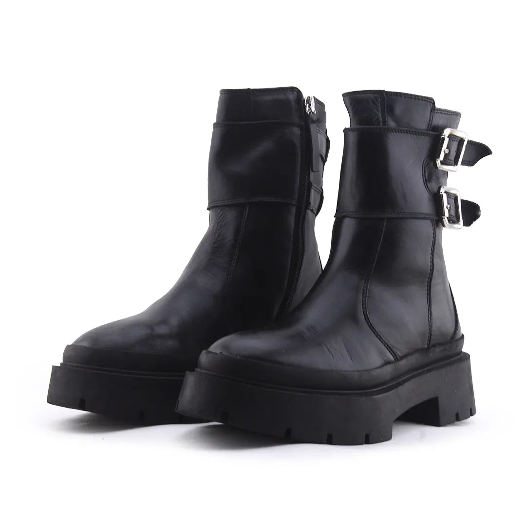 Zara Zipper Buckle Strap Ankle Boot | 100% Authentic Leather