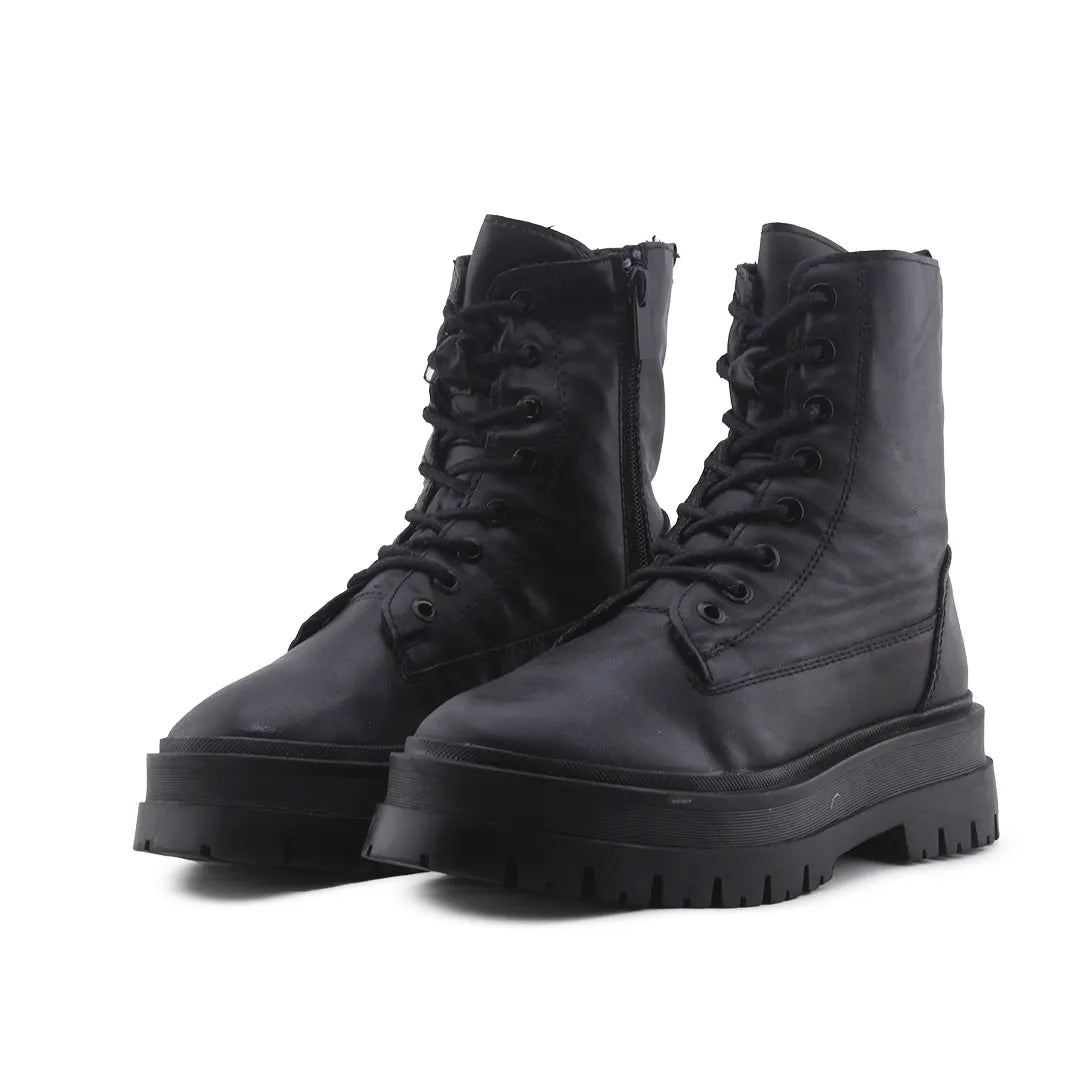 Stradivarius Zipper Lace Up Ankle Boot | 100% Authentic Leather