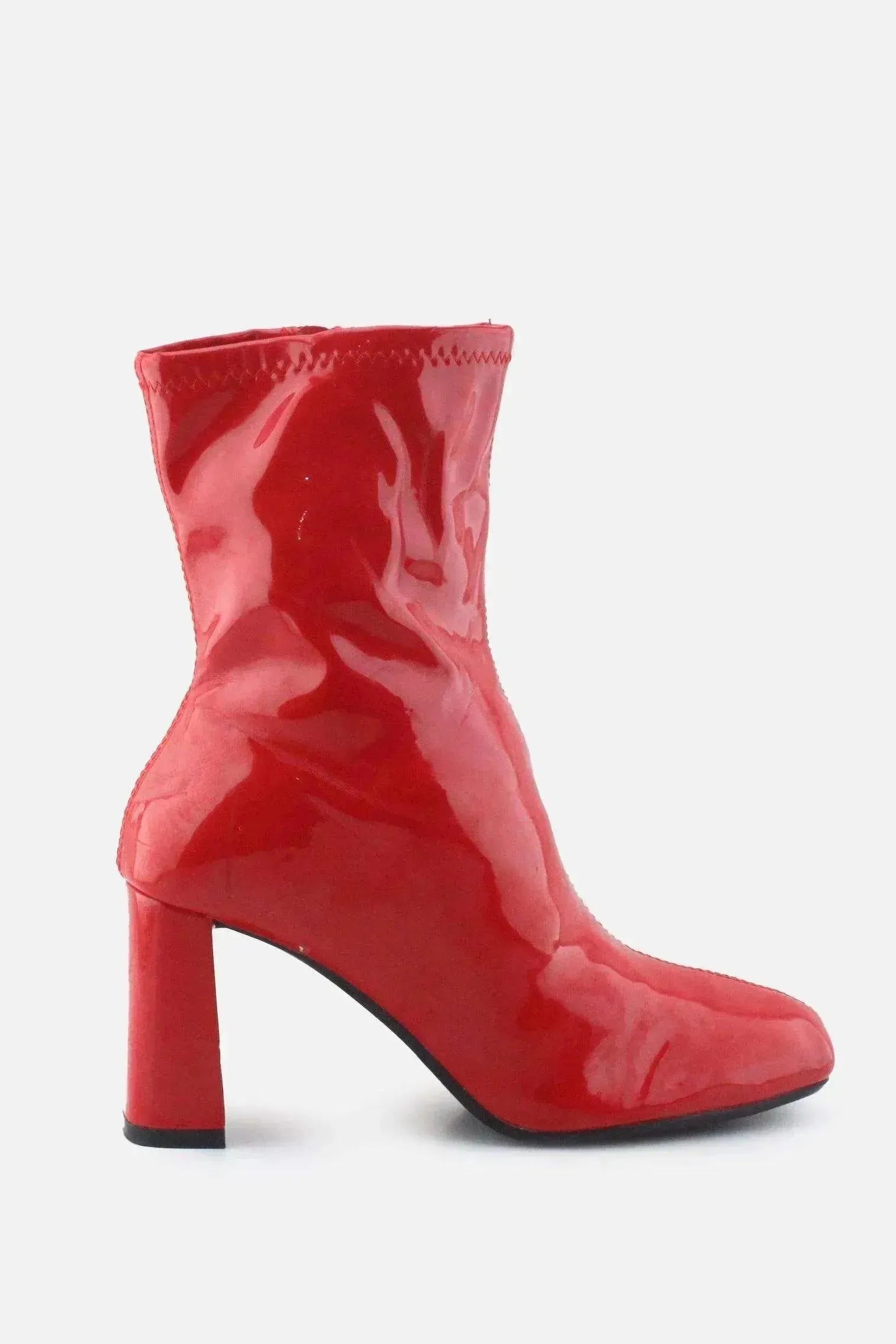 Bershka Zipper Block Ankle Boots | 100% Synthetic Leather - sundaybazar