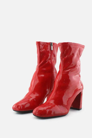 Bershka Zipper Block Ankle Boots | 100% Synthetic Leather - sundaybazar