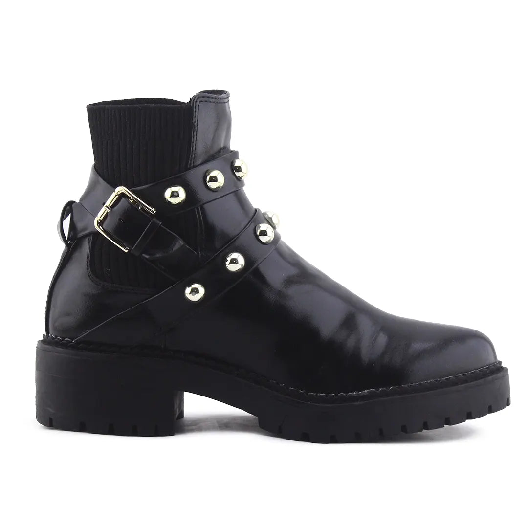 Stradivarius Stretchable Buckle Strap Ankle Boot | 100% Authentic Leather