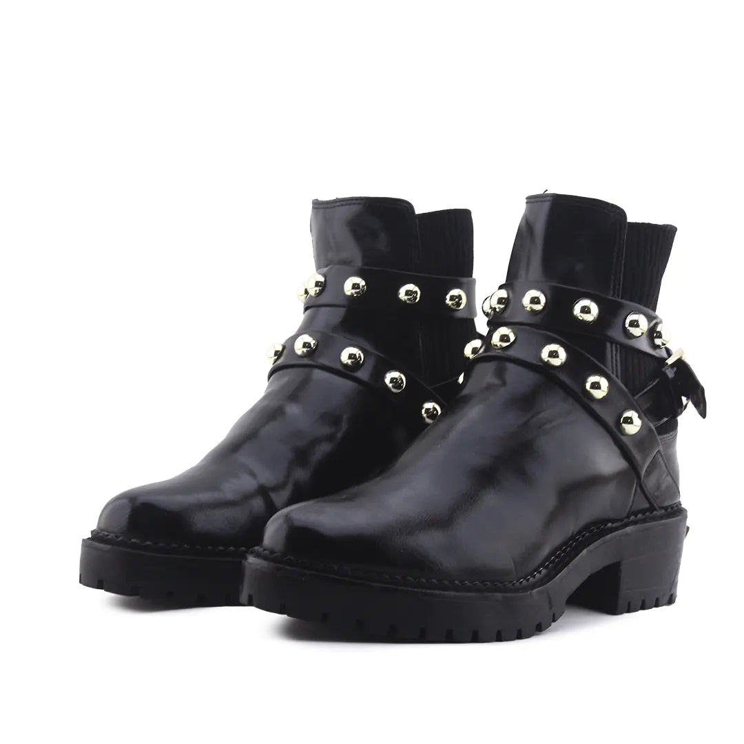 Stradivarius Stretchable Buckle Strap Ankle Boot | 100% Authentic Leather