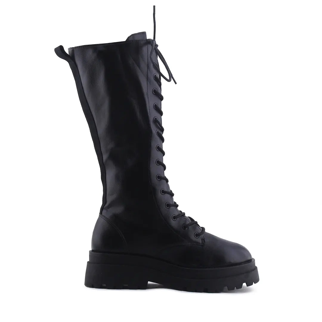 Stradivarius Zipper Lace Up Knee High Boot | 100% Authentic Leather