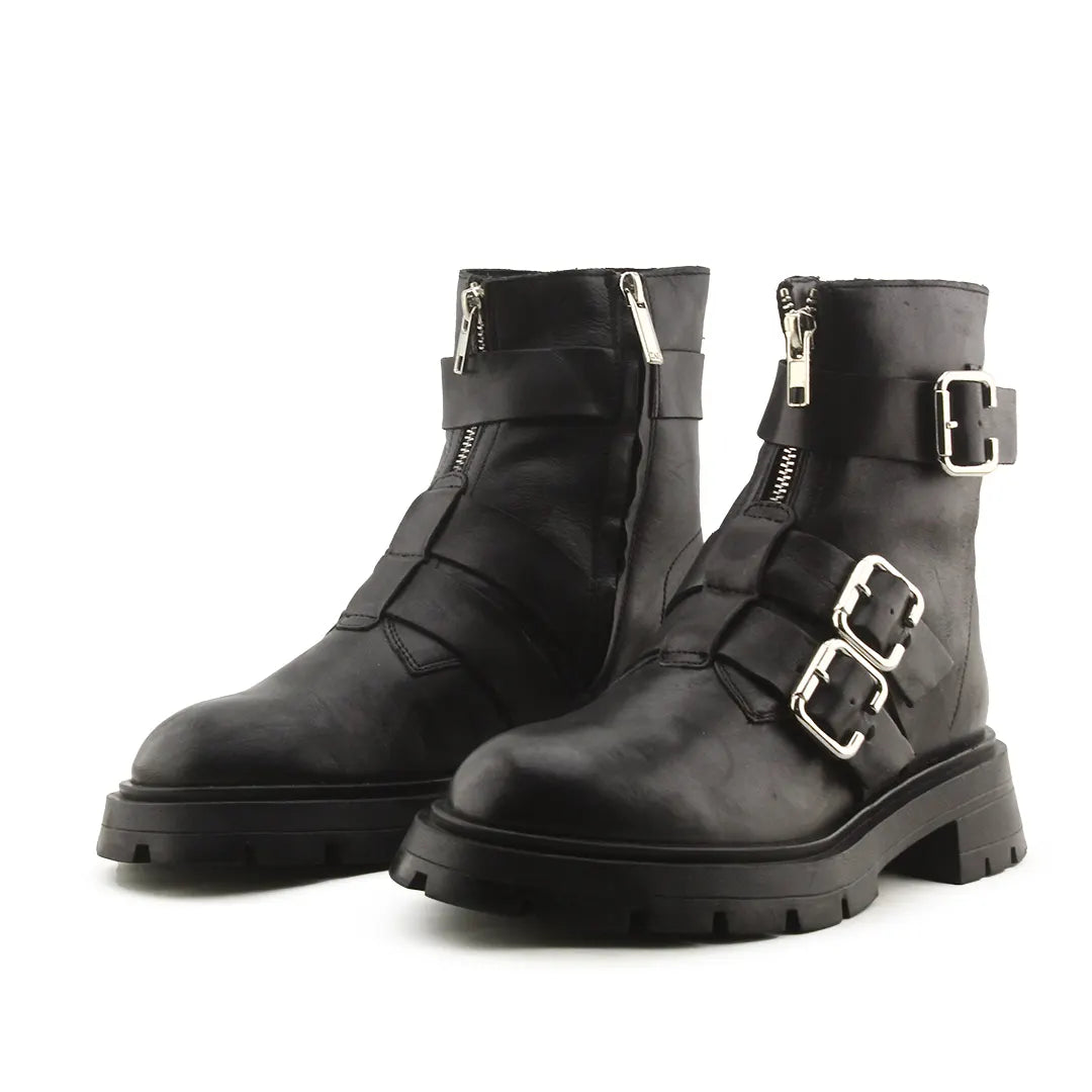 Zara Zipper Buckle Strap Ankle Boots | 100% Authentic Leather