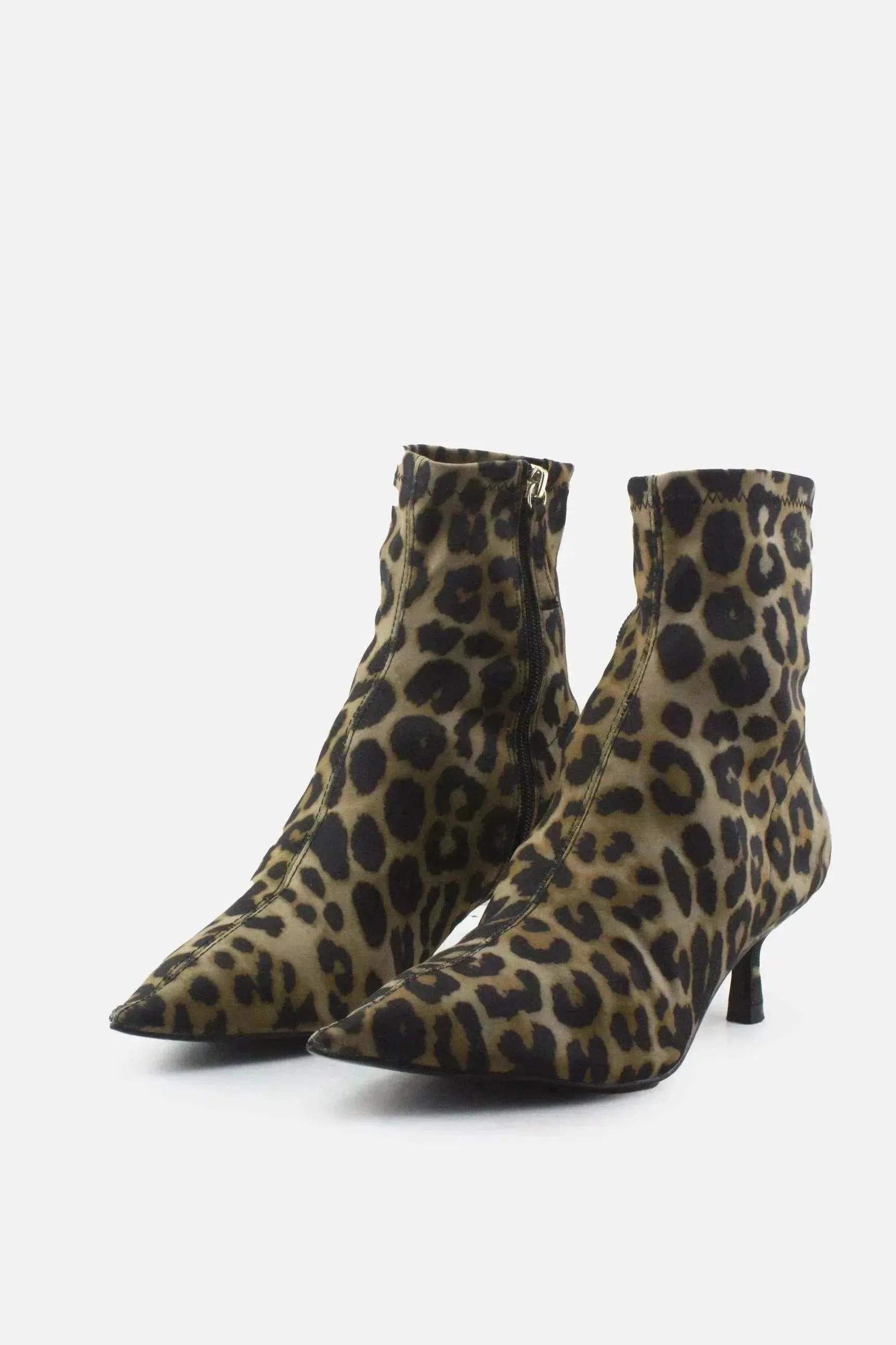 Zara Zipper Kitten Ankle Boots | Textile - sundaybazar