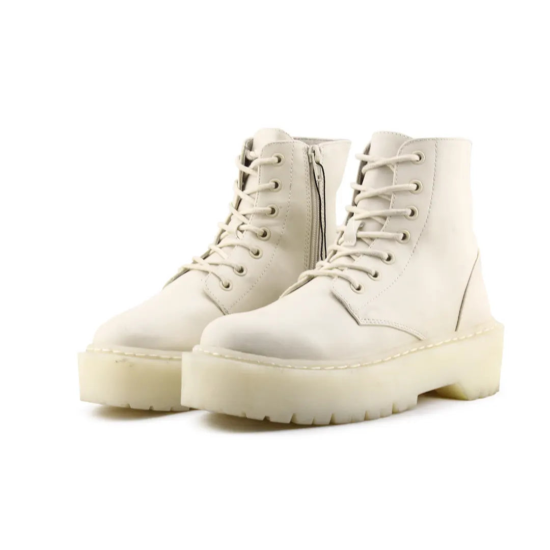 Pull & Bear Zipper Lace Up Ankle Boot | 100% Authentic Leather