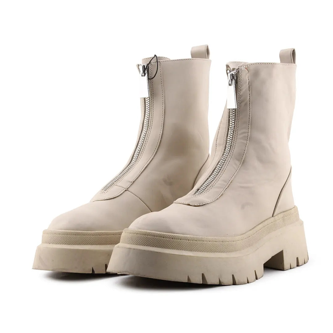 Pull & Bear Zipper Ankle Boot | 100% Authentic Leather