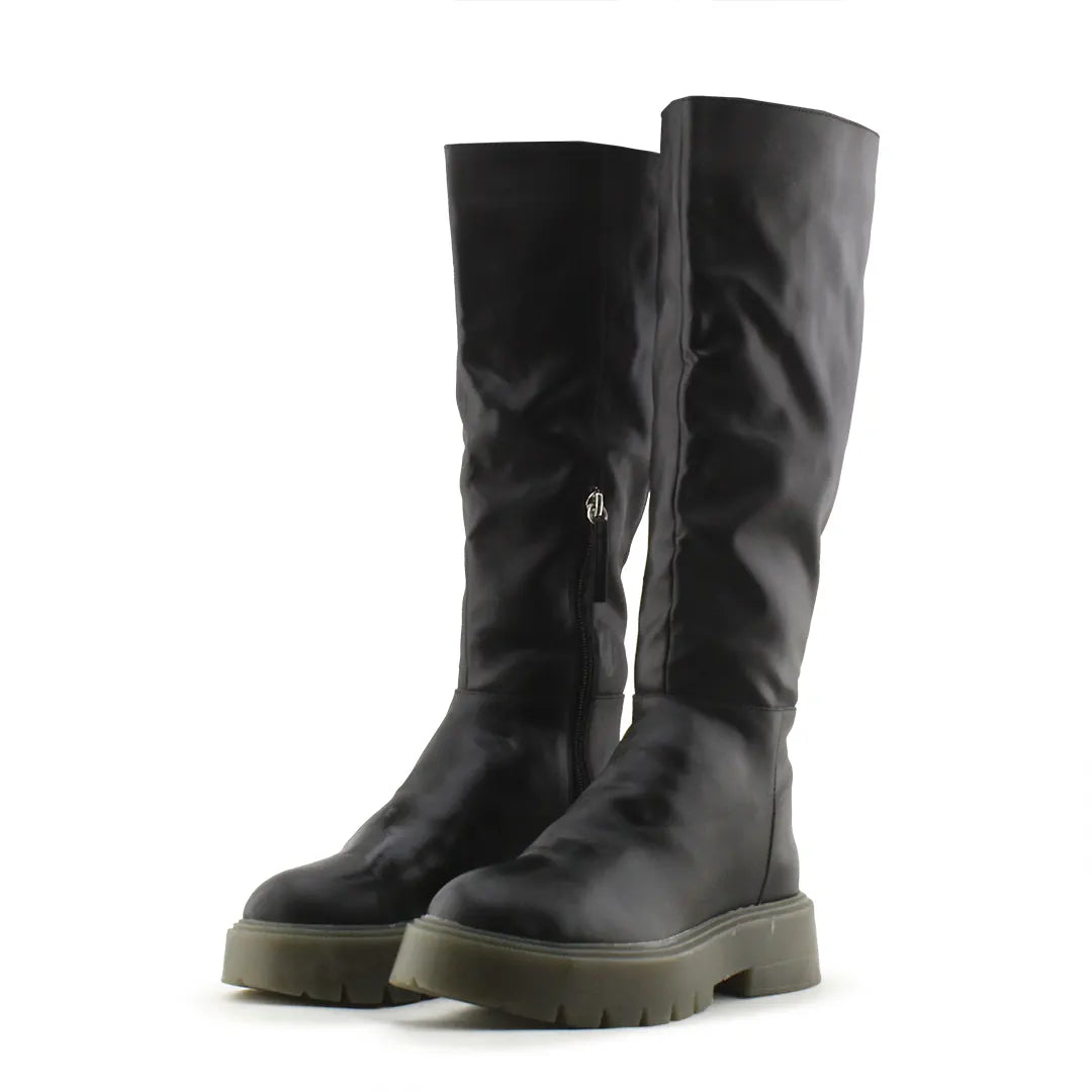 Bershka Zipper Knee High Boots | 100% Authentic Leather